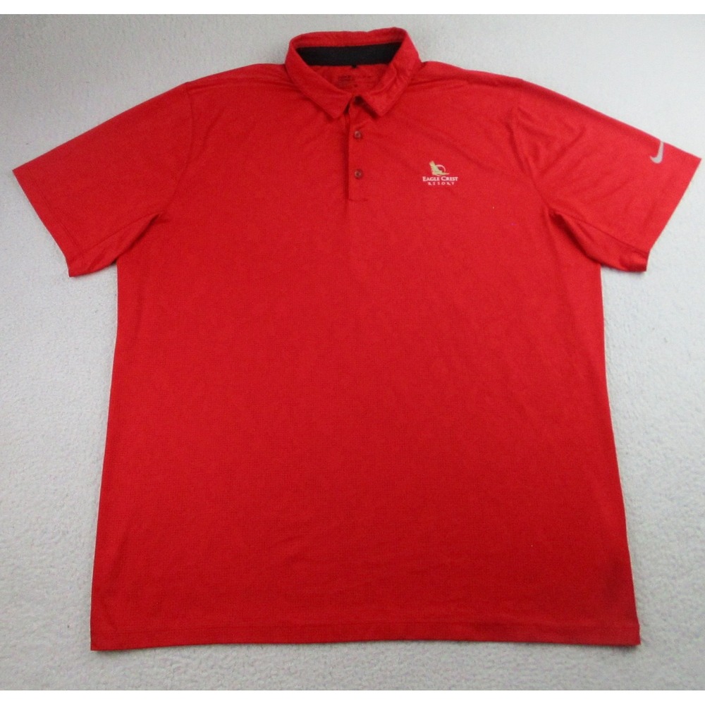 Nike Golf Polo Shirt Mens XL Red Eagle Crest Resort Dri-FIT Performance Athletic